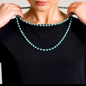 Chunky Turquoise Howlite Bead Rosary Chain Necklace In Presentation Box